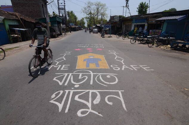My India during coronavirus crises in Kolkata Kolkata outskirts Covid 19 awareness painting in street . Kolkata India Kolkata Copyright: SandipxSaha