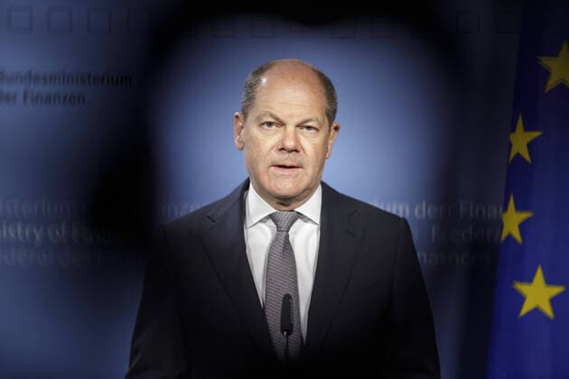Federal Minister of Finance Olaf Scholz, SPD, gives a press statement before a video conference of the Euro Group Berlin, 09 04 2020 Berlin Germany Copyright: xThomasxImo photothek.netx