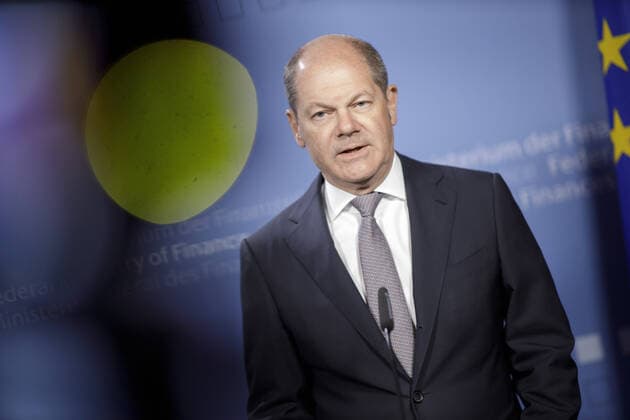 Federal Minister of Finance Olaf Scholz, SPD, gives a press statement before a video conference of the Euro Group Berlin, 09 04 2020 Berlin Germany Copyright: xThomasxImo photothek.netx
