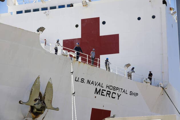 April 9, 2020: FILE PHOTO: A crew member working onboard the U.S. Navy hospital ship Mercy has tested positive for coronavirus, the military reports. PICTURED: March 23, 2020, San Diego, California, USA: The hospital ship USNS Mercy along with its staff of 800 Navy medical personnel and support staff, along with more than 70 civil service mariners departed Naval Base San Diego. San Diego USA - ZUMAm67_ 20200409_zaf_m67_003 Copyright: xNelvinxC.xCepedax