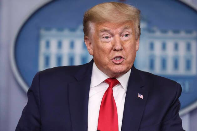 April 9, 2020, Washington, District of Columbia, USA: United States President Donald J. Trump speaks during a press briefing with members of the coronavirus task force in the Brady Press Briefing Room of the White House on April 9, 2020 in Washington, DC. .Credit: Pool via CNP Washington USA - ZUMAs152 20200409_zaa_s152_027 Copyright: xOliverxContrerasx