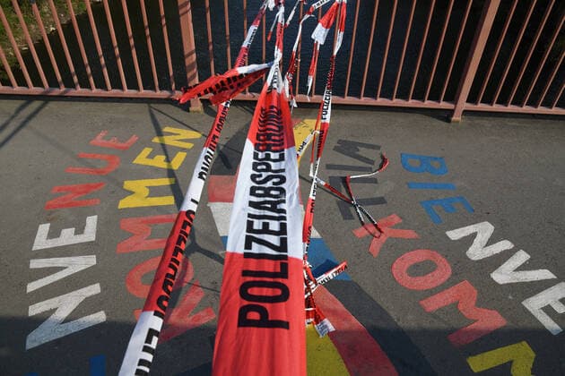 In Kleinblittersdorf in the Saarland, Germany, the border between Germany and France is closed on Good Friday 10 4 2020 due to the corona pandemic The border was cleared by the corona virus, a historical and drastic experience for the people bub