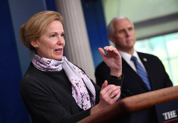 April 10, 2020, Washington, District of Columbia, USA: Dr. Deborah L. Birx, White House Coronavirus Response Coordinator speaks at a Coronavirus briefing at the White House on Friday, April 10, 2020 in Washington, DC. With the U.S. death toll from the coronavirus pandemic expected to peak over the weekend, most of the country will be firmly under stay-at-home orders on Easter Sunday. .Credit: Pool via CNP Washington USA - ZUMAs152 20200410_zaa_s152_047 Copyright: xKevinxDietschx