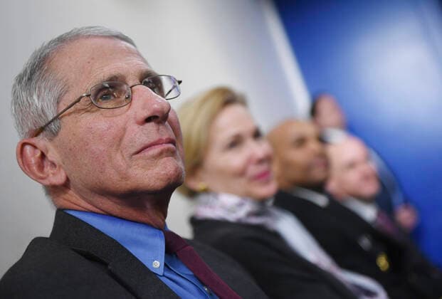 Director of the National Institute of Allergy and Infectious Diseases at the National Institutes of Health Dr. Anthony Fauci, sits with other members of the task force at a Coronavirus briefing at the White House on Friday, April 10, 2020, in Washington, DC. With the U.S. death toll from the coronavirus pandemic expected to peak over the weekend, most of the country will be firmly under stay-at-home orders on Easter Sunday. Copyright: xKevinxDietschx xPoolxviaxCNPx MediaPunchx