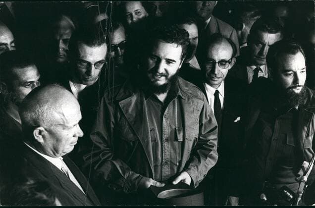 Sept 1960 - New York, New York, USA - Soviet leader NIKITA KHRUSHCHEV and Cuban FIDEL CASTRO during a meeting to the United Nations. New York U.S.A. - ZUMAk09_ 19610901_jes_k09_580 Copyright: xKEYSTONExPicturesx