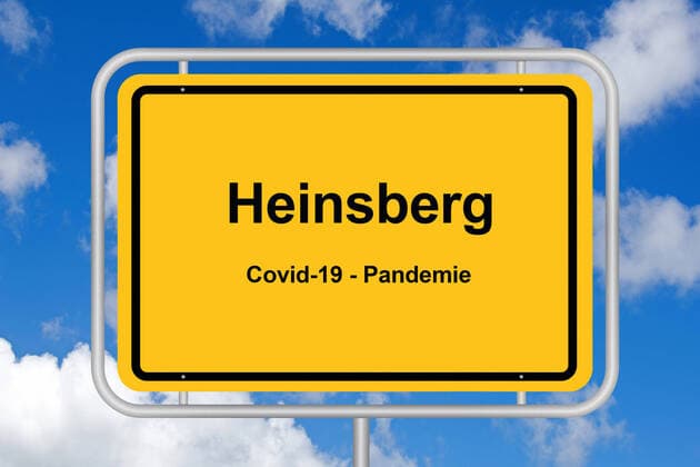 Place name sign, Heinsberg, Corona Hochburg, McPKST McPKST