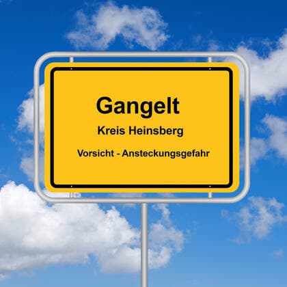 Place name sign, Gangelt, Corona Hochburg, McPKST McPKST