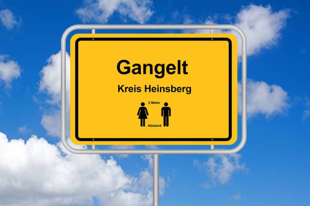 Place name sign, Heinsberg, Gangelt, Biohazard, Corona Hochburg, McPKST McPKST