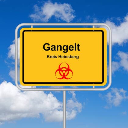 Place name sign, Heinsberg, Gangelt, Biohazard, Corona Hochburg, McPKST McPKST