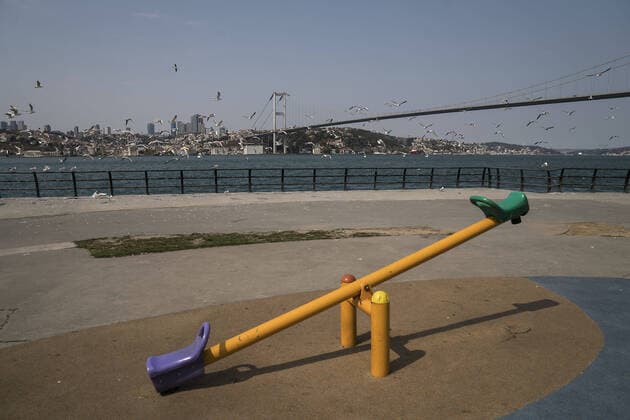 Istanbul™s normally crowded but now mostly deserted Kadikoy district streets after the two-day curfew declared by the government to slow coronavirus spread, in Istanbul, Saturday, April 11, 2020. Copyright: MuratxBaykara 16718144