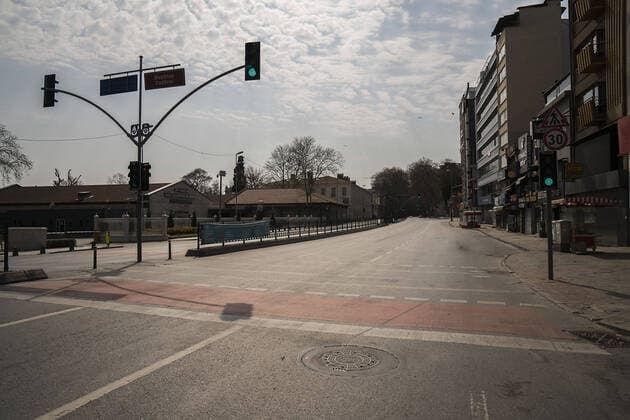 Istanbul™s normally crowded but now mostly deserted Kadikoy district streets after the two-day curfew declared by the government to slow coronavirus spread, in Istanbul, Saturday, April 11, 2020. Copyright: MuratxBaykara 16718147
