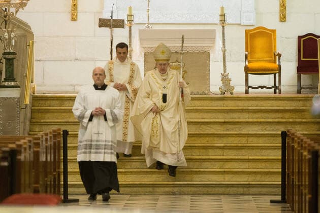 April 11, 2020, Madrid, MADRID, SPAIN: Easter Vigil in the Almudena Cathedral (Madrid) during thetennth day after the Government declared the state of alarm in Spain and recommended people to stay at home to fight coronavirus COVID-19 on April 11, 2020 in Madrid, Spain Madrid SPAIN - ZUMAa181 20200411_zaa_a181_013 Copyright: xJoaquinxCorcherox