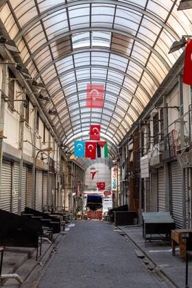 April 10, 2020: Empty view of Mahmutpasha Bazaar which is a shopping street inÃ‚ Istanbul,Ã‚ Turkey. Due to the measures taken to prevent the new type of coronavirus pandemic, the bazaar famous with its crowd have become silent with the practices in Istanbul. Mahmutpasha bazaar is located in the area betweenÃ‚ Grand BazaarÃ‚ andÃ‚ EminonuÃ‚ in the Mahmutpasa neighbourhood of Fatih district. This market area, with copious small shops on both sides of the main street, is a symbol of cheap shopping in Istanbul. The bazaar hosts 256 shops. - ZUMAi72_ 20200410_znp_i72_022 Copyright: xTolgaxIldunx