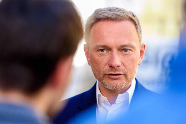 April 12, 2020, Berlin, Berlin, Germany: German politician Christian Lindner, member of the Bundestag and leader of the liberal Free Democratic Party of Germany (FDP), can be seen during an interview with TV journalists asking questions about how to deal with the Covid 19 pandemic. Berlin Germany - ZUMAs172 20200412_zap_s172_006 Copyright: xJanxScheunertx