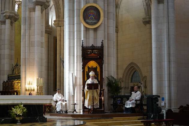 General Views of the Almudena Cathedral in Madrid where the mass of Easter Sunday was held, Sunday April 12, 2020 Cordon Press