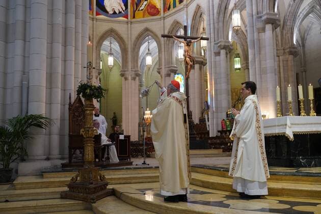 General Views of the Almudena Cathedral in Madrid where the mass of Easter Sunday was held, Sunday April 12, 2020 Cordon Press