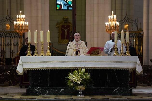 General Views of the Almudena Cathedral in Madrid where the mass of Easter Sunday was held, Sunday April 12, 2020 Cordon Press