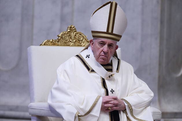 April 12, 2020 - Vatican City, Holy See - POPE FRANCIS celebrates Easter mass in an empty St. Peter s Basilica. After the mass Pope Francis delivers the blessing Urbi et Orbi . Credit Image: via ZUMA Wire) Italy - ZUMAi15_ 20200412_zaf_i15_017 Copyright: xEvandroxInettix