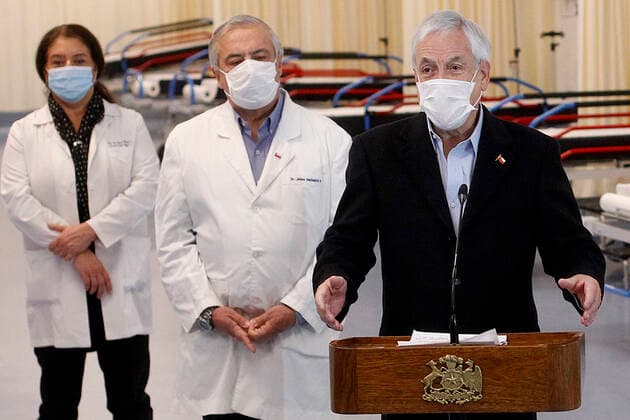 Santiago, April 12, 2020 The President of the Republic, Sebastian Pinera, accompanied by the Minister of Health, Jaime Manalich, launches the new Felix Bulnes Hospital Dragomir Yankovic Aton Chile, Santiago Chile Aton 411470  Copyright: DRAGOMIRxYANKOVIC ATONxCHILE