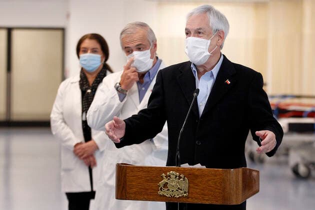 Santiago, April 12, 2020 The President of the Republic, Sebastian Pinera, accompanied by the Minister of Health, Jaime Manalich, launches the new Felix Bulnes Hospital Dragomir Yankovic Aton Chile, Santiago Chile Aton 411474  Copyright: DRAGOMIRxYANKOVIC ATONxCHILE