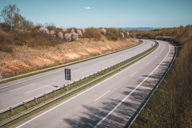 empty motorway in Dresden on Easter Sunday during Corona