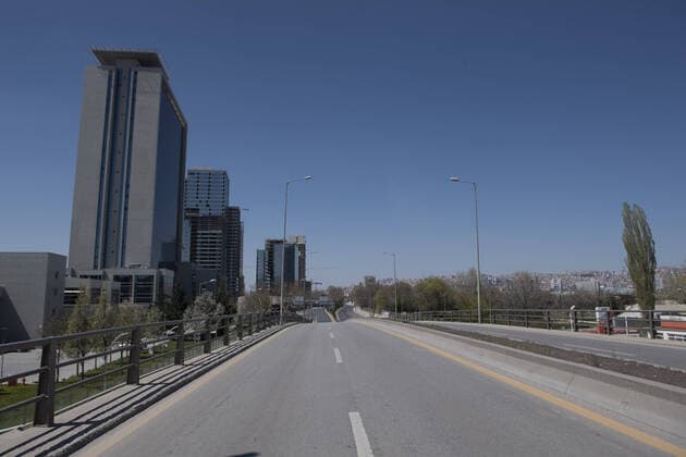 Roads are deserted in Ankara, on April 12, 2020, during the 48-hour curfew imposed by the government to stem the spread of the novel coronavirus (COVID-19). Turkey has confirmed 1,198 deaths and 56,956 positive cases of the coronavirus infection in the country. ( Copyright: AbdurrahmanxAntakyalix-xDepoxPho 16718747