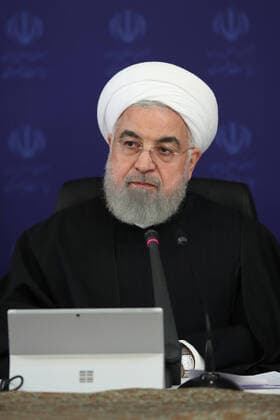 April 12, 2020, Tehran, Iran: A handout picture provided by the on April 12, 2020, shows Iranian President, HASSAN ROUHANI, chairing a cabinet session in the capital Tehran. Iran announced 117 new deaths from the novel coronavirus, bringing the overall official toll to 4,474, even as it eased some restrictions that had been imposed to slow the spread of the illness. Tehran Iran - ZUMAi98_ 20200412_zih_i98_005 Copyright: xIranianxPresidencyx