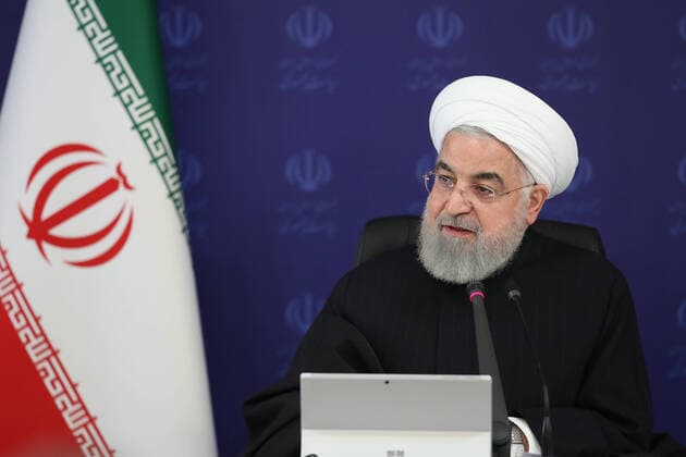 April 12, 2020, Tehran, Iran: A handout picture provided by the on April 12, 2020, shows Iranian President, HASSAN ROUHANI, chairing a cabinet session in the capital Tehran. Iran announced 117 new deaths from the novel coronavirus, bringing the overall official toll to 4,474, even as it eased some restrictions that had been imposed to slow the spread of the illness. Tehran Iran - ZUMAi98_ 20200412_zih_i98_015 Copyright: xIranianxPresidencyx