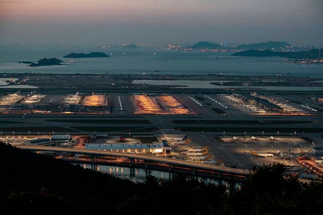 April 12, 2020, Hong Kong, China: Many aircraft parked at the Hong Kong International Airport. Airlines across the globe have cancelled flights, postponed or adjusted their services in response to the coronavirus outbreak. Hong Kong China - ZUMA 20200412_mda_j323_029 Copyright: xMayxJamesx
