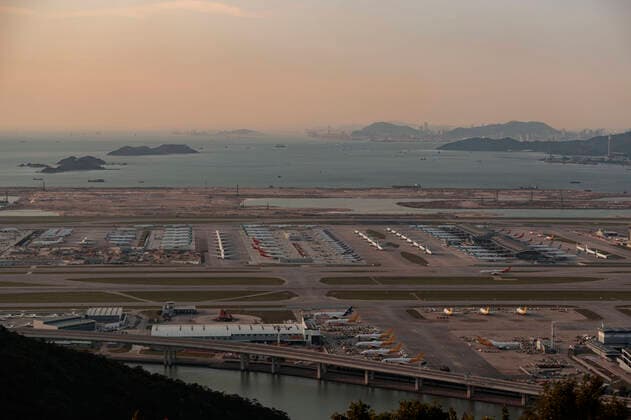 April 12, 2020, Hong Kong, China: Many aircraft parked at the Hong Kong International Airport. Airlines across the globe have cancelled flights, postponed or adjusted their services in response to the coronavirus outbreak. Hong Kong China  - ZUMA 20200412_mda_j323_041 Copyright: xMayxJamesx