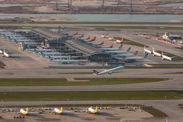 April 12, 2020, Hong Kong, China: Cathay Pacific aircraft takes off at the Hong Kong international airport. Airlines across the globe have cancelled flights, postponed or adjusted their services in response to the coronavirus outbreak. Hong Kong China  - ZUMA 20200412_mda_j323_043 Copyright: xMayxJamesx