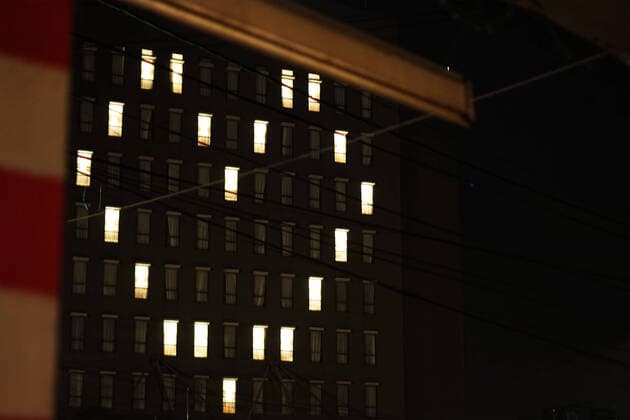 Hotels In Indonesia Showing Solidarity Amid The Coronavirus Outbreak - 12 April 2020. A Hotels turns on the room lights and forms a sign of love during the action of solidarity, empathy, and the spirit of togetherness towards the deserted tourism conditions amid coronavirus outbreak in Indonesia, on April 12, 2020. The Indonesian government has confirmed 4,241 cases, with 373 deaths and 359 recoveries due to coronavirus (COVID-19). (Photo by Sigit Prasetya INA Photo Agency imago images) 