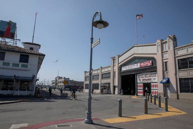 (200413) --SAN FRANCISCO, April 13, 2020 -- Photo taken on April 12, 2020 shows a view of the Fisherman s Wharf amid COVID-19 outbreak in San Francisco, the United States. (Photo by Xinhua) U.S.-SAN FRANCISCO-COVID-19 LixJianguo 