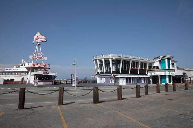 (200413) --SAN FRANCISCO, April 13, 2020 -- Photo taken on April 12, 2020 shows a view of the Fisherman s Wharf amid COVID-19 outbreak in San Francisco, the United States. (Photo by Xinhua) U.S.-SAN FRANCISCO-COVID-19 LixJianguo 