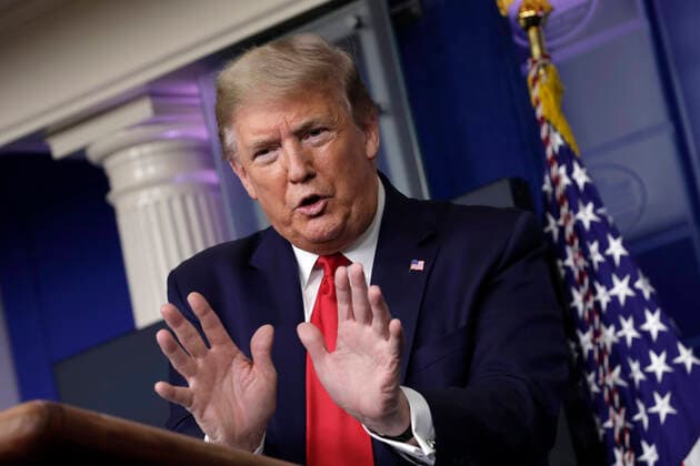 United States President Donald J. Trump speaks at the Coronavirus Task Force press briefing at the White House in Washington on April 13, 2020. Copyright: xYurixGripasx xPoolxviaxCNPx MediaPunchx