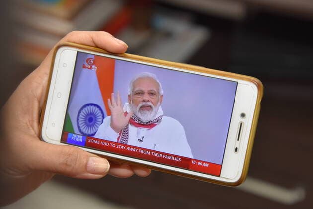 India: PM Modi extends lockdown till 3rd May 2020 Indian Prime Minister Narendra Modi addressing the nation today, the 21st day of the nationwide lockdown, at 10 am on Tuesday, 14th April, 2020 for 24 Minutes on the situation arising out of Novel Coronavirus (COVID-19) pandemic. This is his 4th address to the nation within a month related to the COVID-19 crisis. Following requests from states to extend the lockdown, PM Modi announced that the nationwide lockdown will continue till 3rd May, 2020. Kolkata West Bengal India Copyright: BiswarupxGanguly