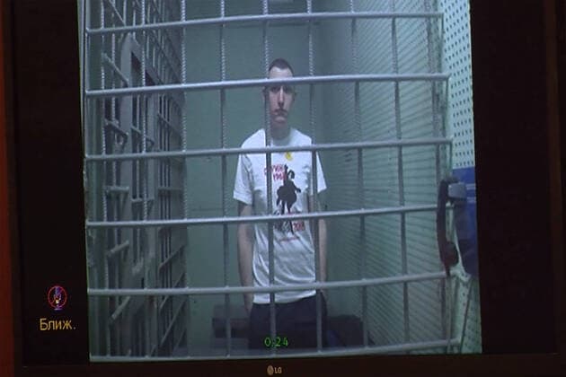 MOSCOW, RUSSIA - APRIL 14, 2020: A video screen grab shows participants in a hearing at the Moscow City Court to reconsider activist Konstantin Kotov s appeal against his sentence; Kotov was sentenced to four years in prison in September 2019, on charges of multiple violations of rally regulations. Best quality available. Moscow City Court Press Office TASS  TS0D5A2E