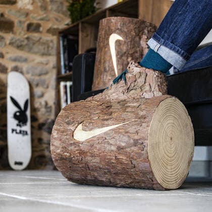 A quirky artist has created the ultimate footwear to make you stay at home during the current coronavirus crisis sneakers made of logs. French artist Monsieur Plant is known for making artworks from real plants and natural materials. He says he has isolated himself in his Brittany workshop to get closer to nature. His newly-created ?Stay Calm? shoes meld a sneaker with a log and add a cheeky Nike-inspired ?swoosh? logo. Monsieur Plant says he has chosen to translate this confinement in a quirky and humorous way as opposed to the media coverage of the Coronavirus COVID-19 . He explains: In the current situation, humanity is undergoing an unprecedented health crisis forcing us to be confined in order to limit the spread of the disease. I imagined sneakers that force us to stay at home. Working mainly with natural p Copyright: xx 40445173 EDITORIAL USE ONLY. NOT FOR USE BY NEWSPAPERS BASED IN THE UK.
