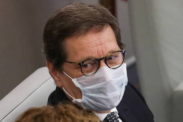 MOSCOW, RUSSIA - APRIL 14, 2020: Alexander Zhukov, First Deputy Chairman of the Russian State Duma, wears a face mask during a State Duma plenary meeting. Anton Novoderezhkin TASS  TS0D5A37