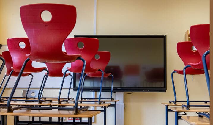 The classrooms of the Gymnasium Am Markt in Achim are still abandoned after the holidays, Achim Copyright: xBjörnxHakex