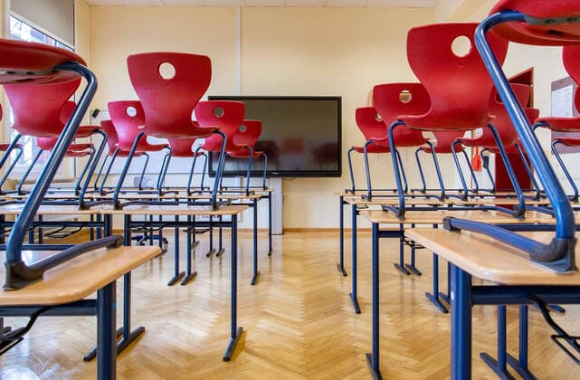 The classrooms of the Gymnasium Am Markt in Achim are still abandoned after the holidays, Achim Copyright: xBjörnxHakex