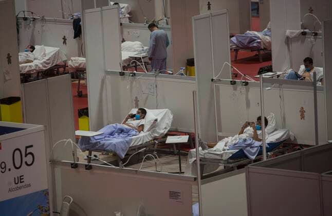 Coronavirus Outbreak COVID 19 Patients at the temporary field hospital for coronavirus patients installed at the IFEMA Fairgrounds of Madrid to unload the saturation on hospitals because to the COVID 19 pandemic Photo by Jose Cuesta 261 Cordon Press  JosexCuesta