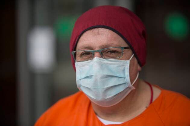 Coronavirus Outbreak COVID 19 Hours of dedication and hard work lets marks in the health workers at the temporary field hospital for coronavirus patients installed at the IFEMA Fairgrounds of Madrid to unload the saturation on hospitals because to the COVID 19 pandemic Photo by Jose Cuesta 261 Cordon Press  JosexCuesta