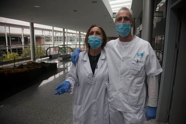 Coronavirus Outbreak COVID 19 Psychologists of the temporary field hospital for coronavirus patients installed at the IFEMA Fairgrounds of Madrid to unload the saturation on hospitals because to the COVID 19 pandemic Photo by Jose Cuesta 261 Cordon Press  JosexCuesta