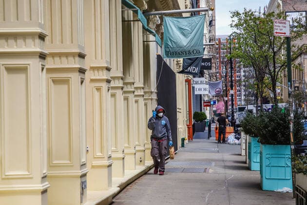 April 14, 2020, New York, NEW YORK, EUA: Empty streets and shops closed in New York s Soho neighborhood during the Coronavirus COVID-19 pandemic in the United States. New York EUA - ZUMAc233 47189176st Copyright: xVanessaxCarvalhox
