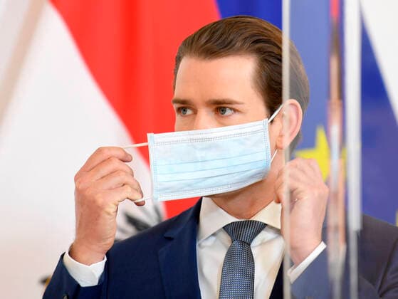 Vienna 14 04 2020, Federal Chancellery, Vienna, AUT, Current developments on corona disease in Austria, press conference News on the corona crisis, in picture Federal Chancellor Sebastian Kurz OeVP during a press conference of Austrian Goverment about the Coronavirus Pandemic at the Federal Chancellery in Vienna, Austria on 2020 04 14  EP_str