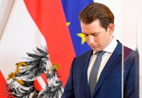 Vienna 14 04 2020, Federal Chancellery, Vienna, AUT, Current developments on corona disease in Austria, press conference News on the corona crisis, in picture Federal Chancellor Sebastian Kurz OeVP during a press conference of Austrian Goverment about the Coronavirus Pandemic at the Federal Chancellery in Vienna, Austria on 2020 04 14  EP_str