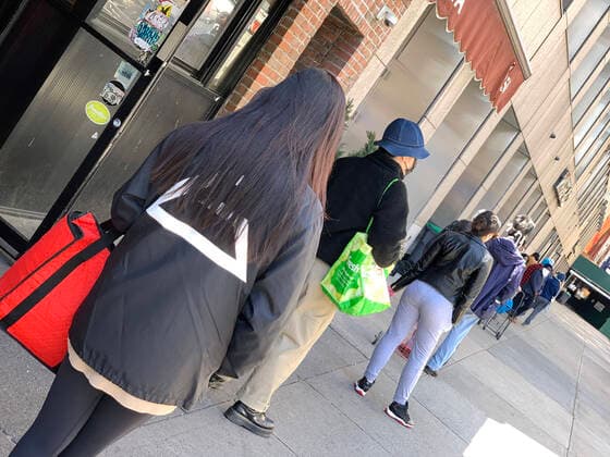 April 15, 2020, New York, New York, USA: Trader JoeÃ¢â‚¬â ¢s New York during CORONA VIRUS COVID-19 PANDEMIC. March saw a record sales drop with so many closed stores. Total sales, which include retail purchases in stores and internet as well as dollars spent at bars and restaurants, lost 8.7 percent compared to February 2020..April 15, 2020 New York USA - ZUMAm57_ 20200415_zaf_m57_034 Copyright: xJohnxMarshallxMantelx