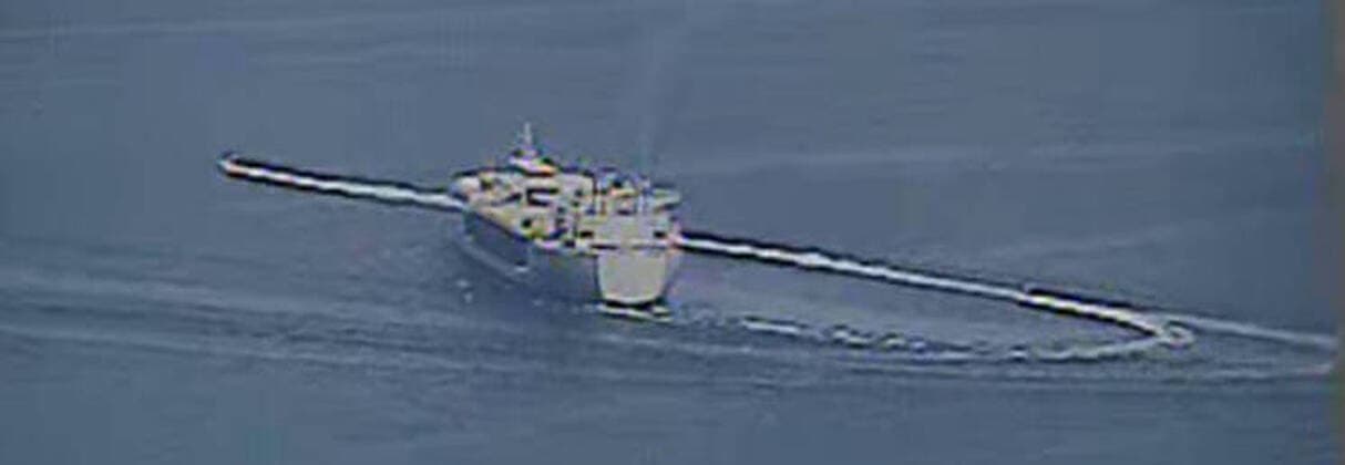 NORTH ARABIAN GULF (April 15, 2020) Iranian Islamic Revolutionary Guard Corps Navy (IRGCN) vessels conducted unsafe and unprofessional actions against U.S. Military ships by crossing the ships? bows and sterns at close range while operating in international waters of the North Arabian Gulf. The expeditionary mobile sea base USS Lewis B. Puller (ESB 3) is conducting joint interoperability operations in support of maritime security in the U.S. 5th Fleet area of operations. Where: Arabian Gulf When: 15 Apr 2020 Credit: Cover Images **Editorial use only ** Copyright: xx 40449623 EDITORIAL USE ONLY. NOT FOR USE BY NEWSPAPERS BASED IN THE UK.