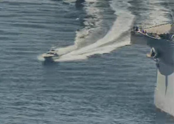 NORTH ARABIAN GULF (April 15, 2020) Iranian Islamic Revolutionary Guard Corps Navy (IRGCN) vessels conducted unsafe and unprofessional actions against U.S. Military ships by crossing the ships? bows and sterns at close range while operating in international waters of the North Arabian Gulf. The expeditionary mobile sea base USS Lewis B. Puller (ESB 3) is conducting joint interoperability operations in support of maritime security in the U.S. 5th Fleet area of operations. Where: Arabian Gulf When: 15 Apr 2020 Credit: Cover Images **Editorial use only ** Copyright: xx 40449626 EDITORIAL USE ONLY. NOT FOR USE BY NEWSPAPERS BASED IN THE UK.